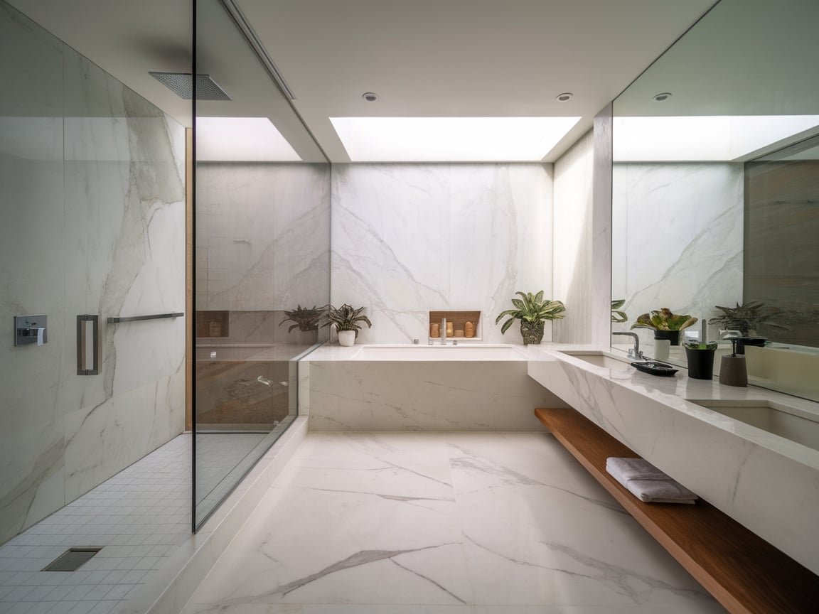 Bright marble bathroom