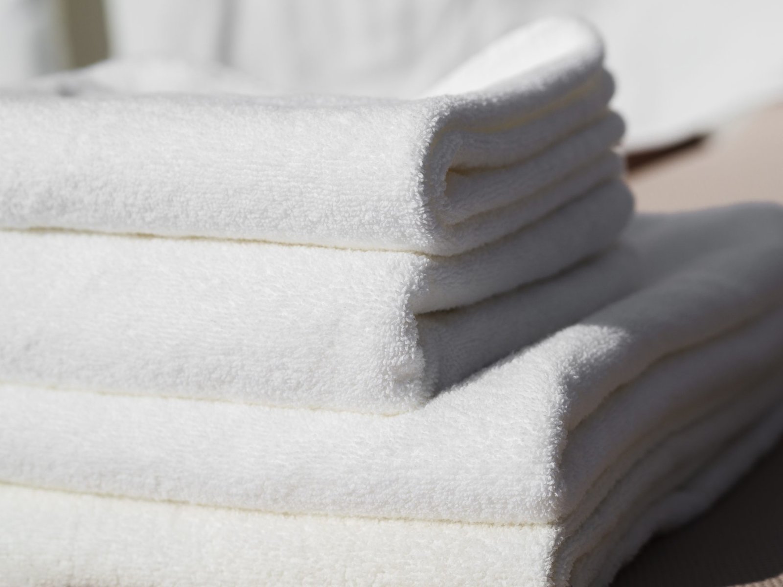 Stack of fresh white towels